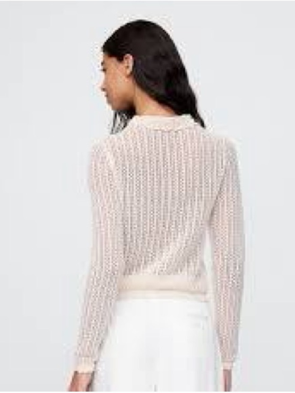 NWOT GAPxDOEN Linen-Blend Pointelle Cardigan  /Chino Beige, XL/ - Picture 11 of 12